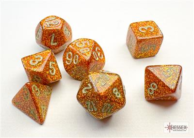 Chessex - Glitter Mini-Polyhedral Gold/silver 7-Die Set