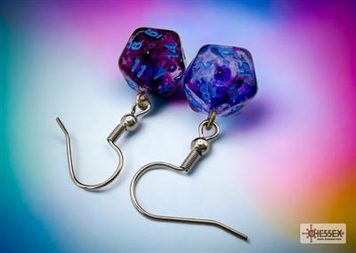Chessex Hook Earrings Nebula Nocturnal Mini-Poly d20 Pair