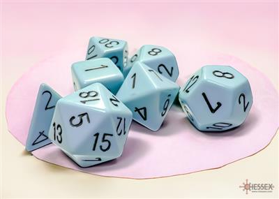 Chessex - Opaque Pastel Blue/black Polyhedral 7-Dice Set