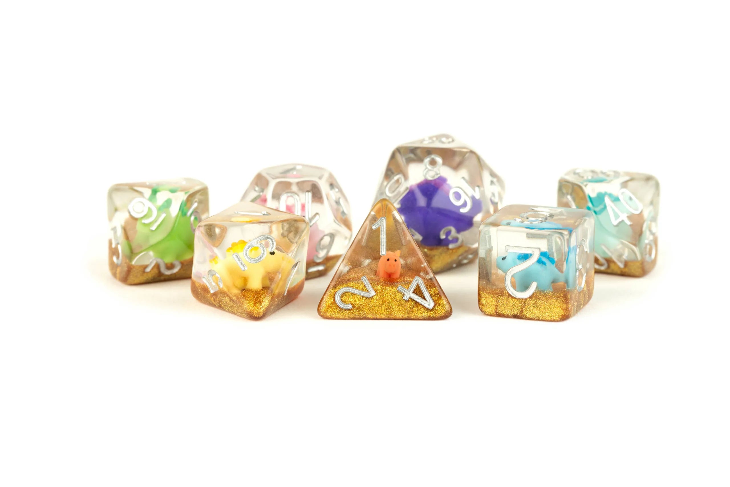 FanRoll - Dice Set - Rainbow Dinosaur