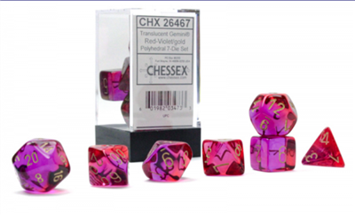 Chessex - Polyhedral Translucent Red-Violet/gold 7-Die Set