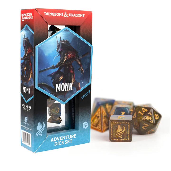 D&D Adventure Dice - Monk: Blue / Gold