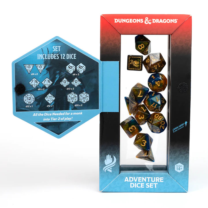 D&D Adventure Dice - Monk: Blue / Gold