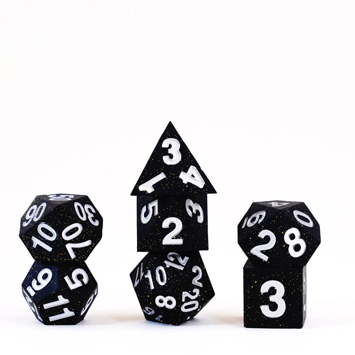 FanRoll - Dice Set - Sharp Edge Silicone Gold Scatter