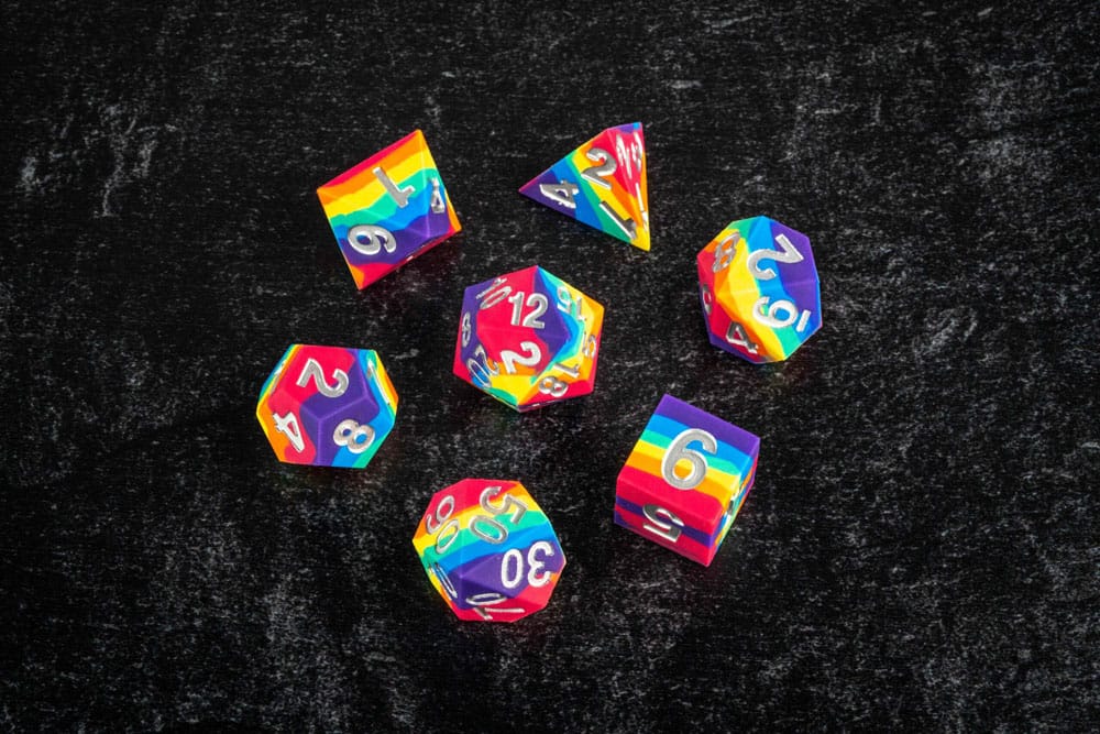 FanRoll - Dice Set - Sharp Edge Silicone Rainbow